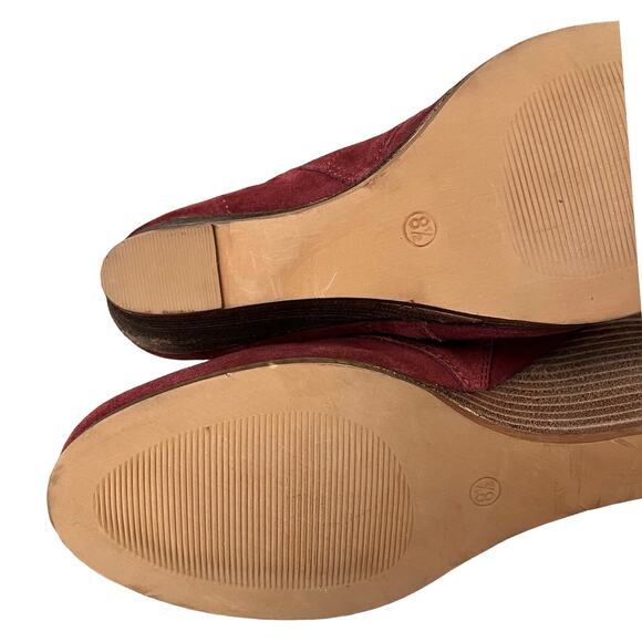 Diba Womens Blake Leather Suede Lace Up Wedge Booties Size 8.5 Burgandy Red NWOB - Picture 10 of 12